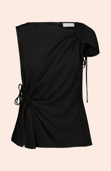 Starburst Crepe Ruched Top | Black