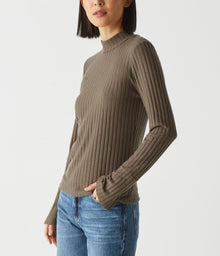 Opal Ribbed Mock Neck Top | Dolma