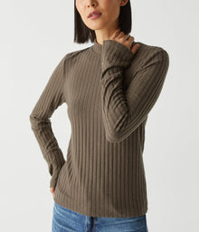 Opal Ribbed Mock Neck Top | Dolma