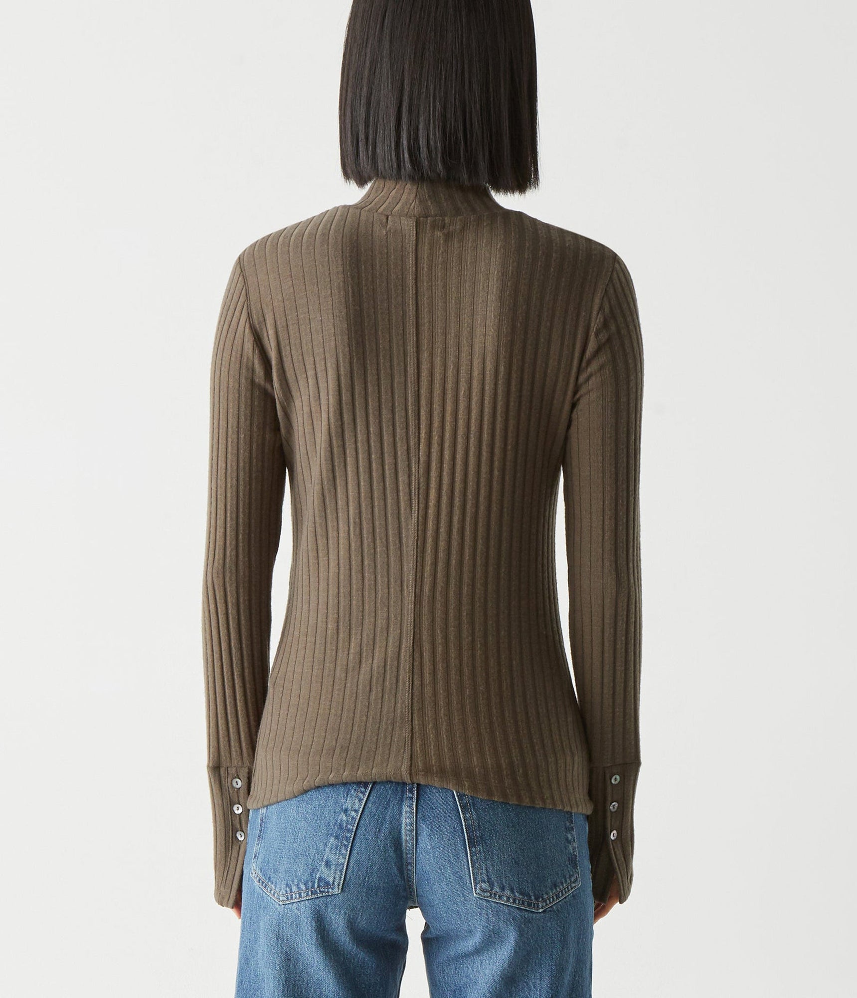 Opal Ribbed Mock Neck Top | Dolma