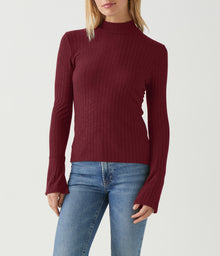 Opal Button Cuff Turtleneck | Plum