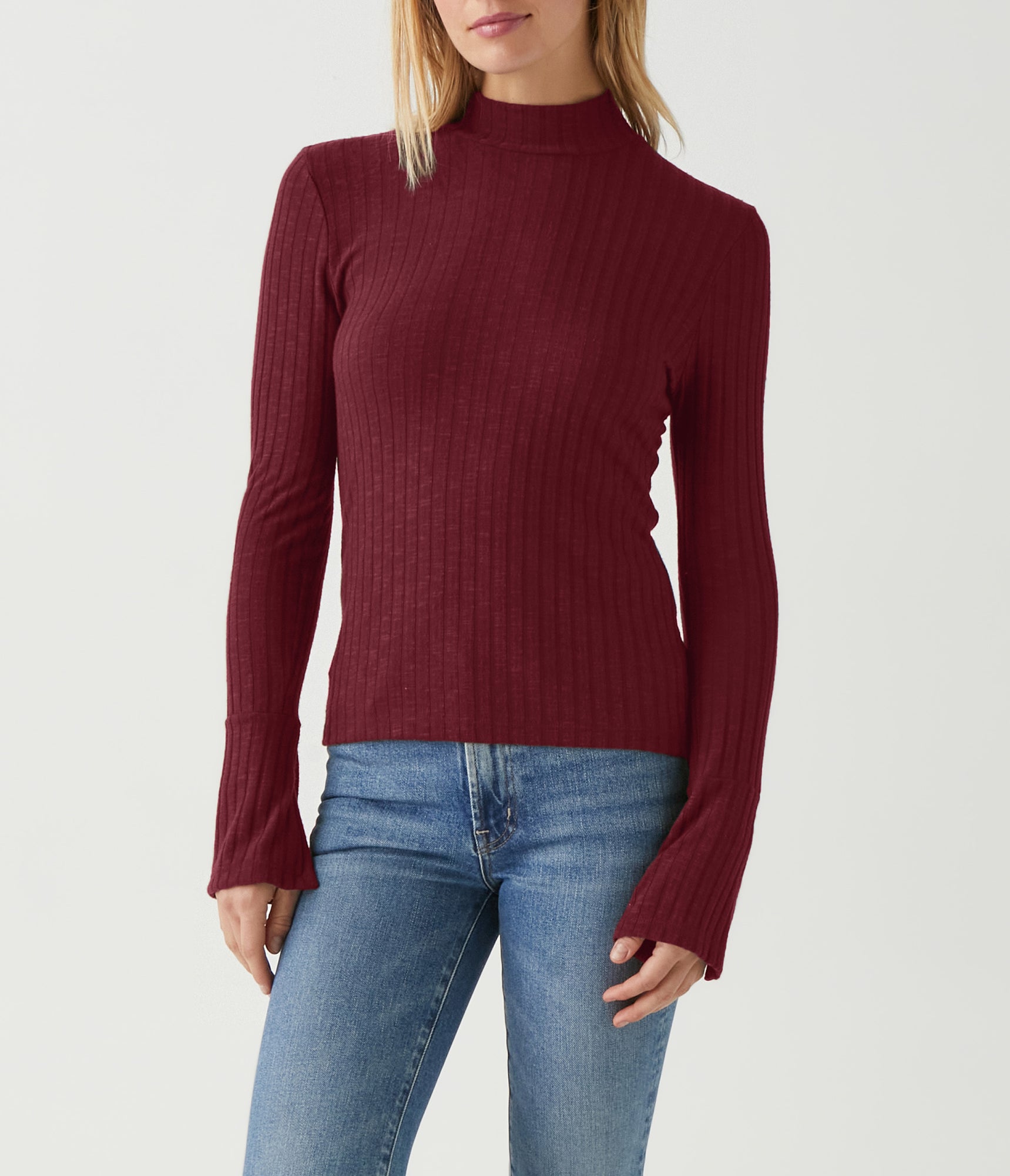 Opal Button Cuff Turtleneck | Plum