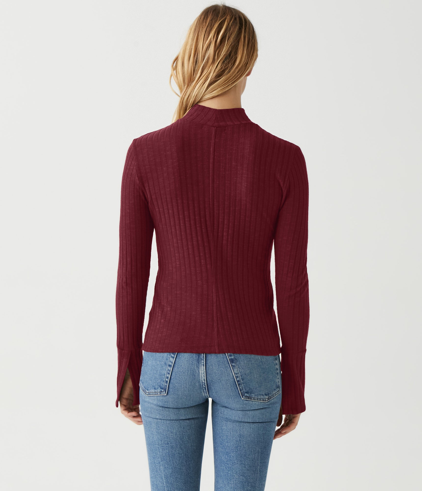 Opal Button Cuff Turtleneck | Plum