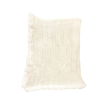 Unisex | Organic Cotton Knit Pom Pom Blanket | Oatmeal