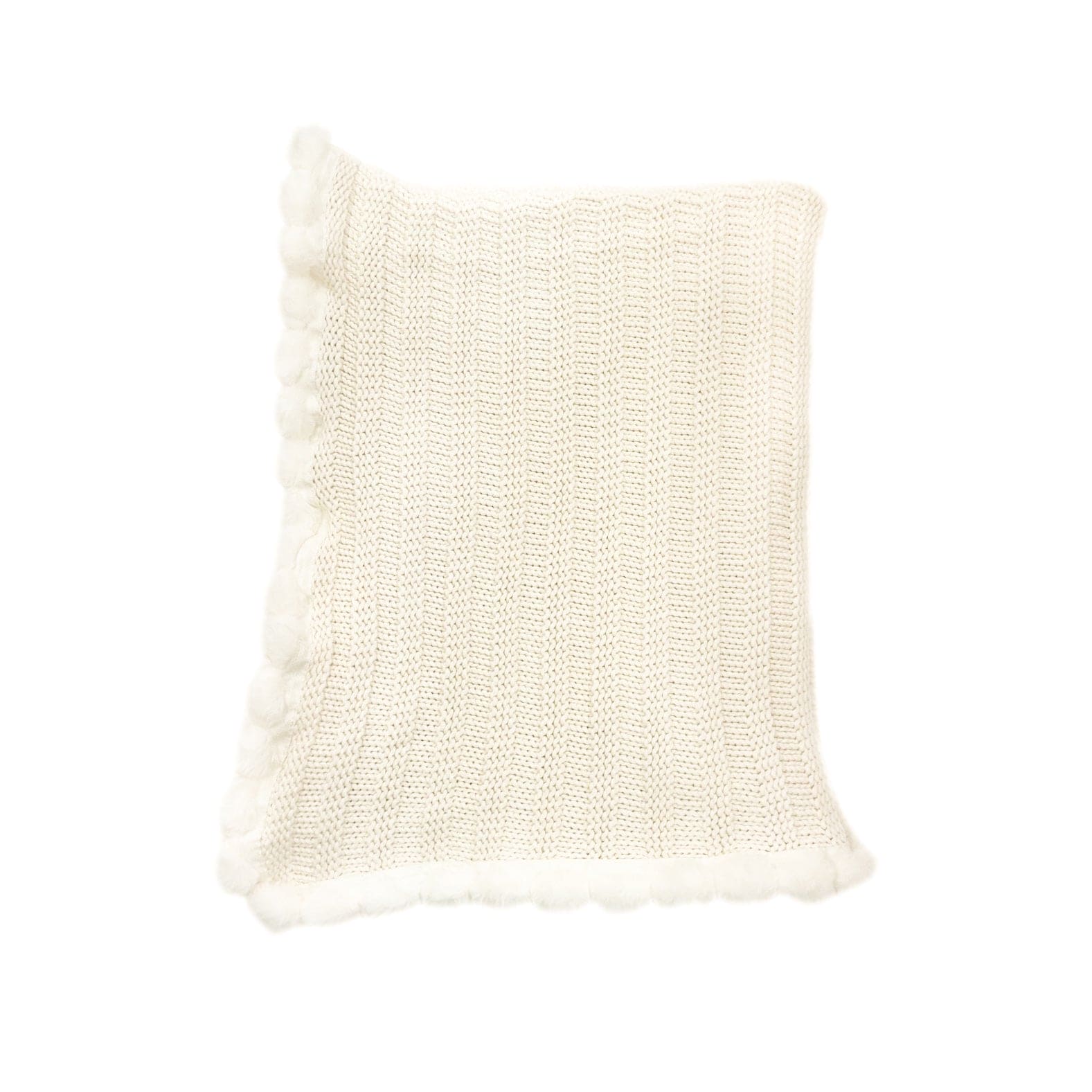 Unisex | Organic Cotton Knit Pom Pom Blanket | Oatmeal