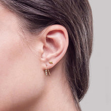 Womens | 0.12 CT Round Cut Lab Grown Accent Diamond | Half Hoops Earring | 14K Yellow Gold Plated Silver | G-SI