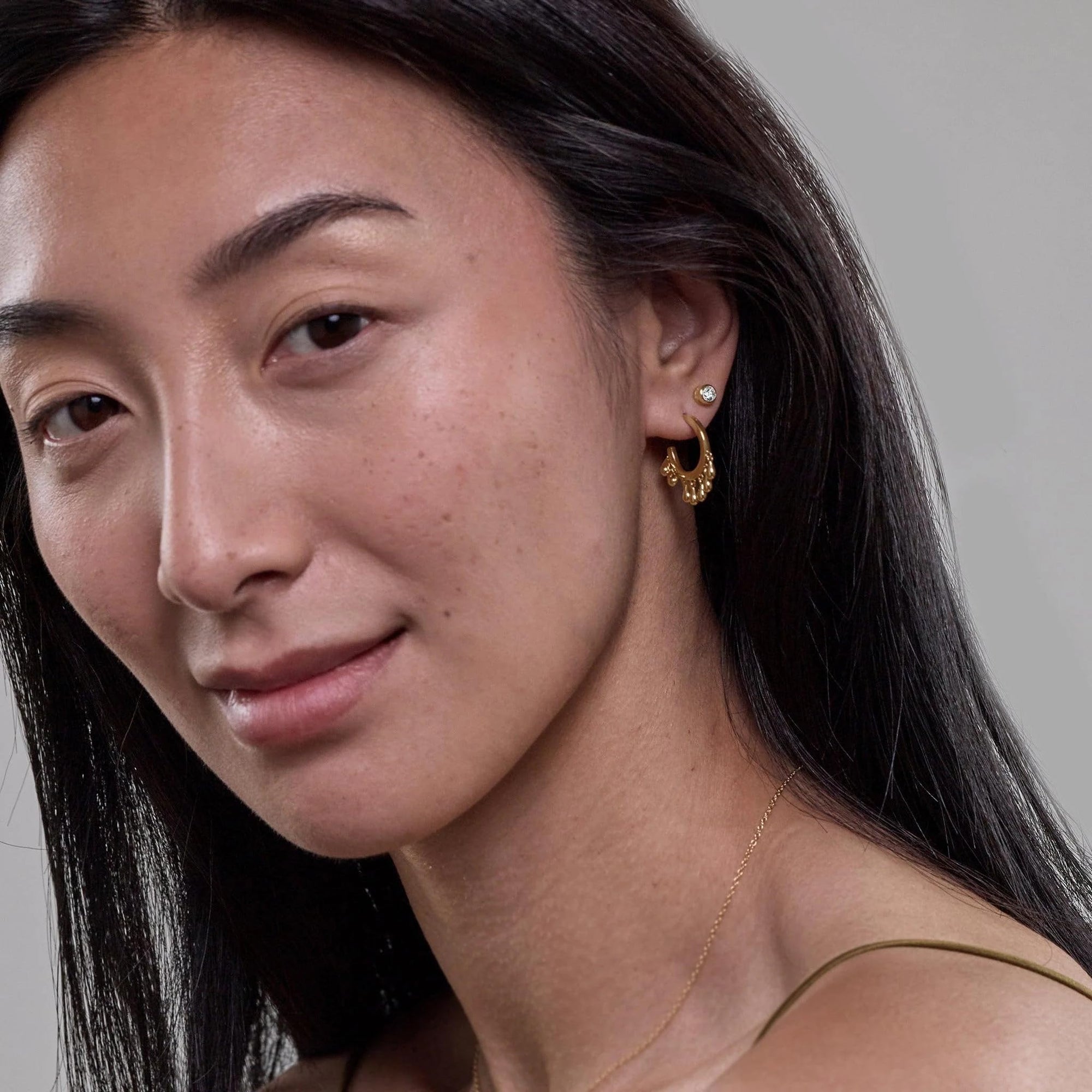 Womens | 0.25 CT Round Cut Lab Grown Accent Diamond | Stud Earrings - I | 14K Yellow Gold Plated Silver | G-SI