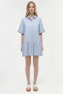 Womens | Cris Cotton Mini Dress | Blue Hydrangea Stripe
