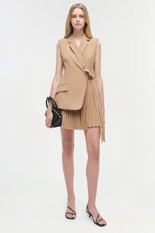 Womens | Eman Pleated Mini Dress | Camel
