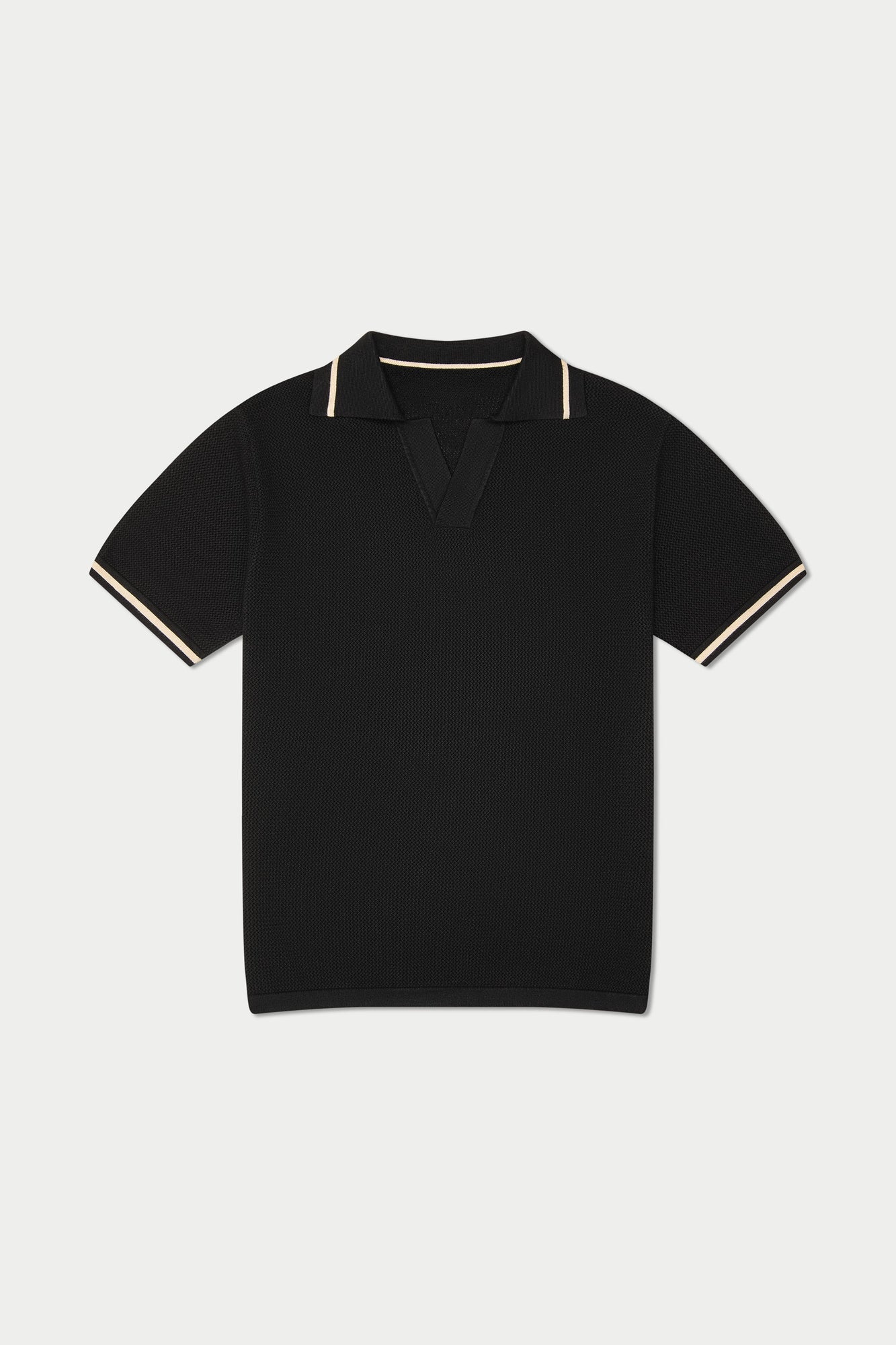 Black Crochet Polo | Black