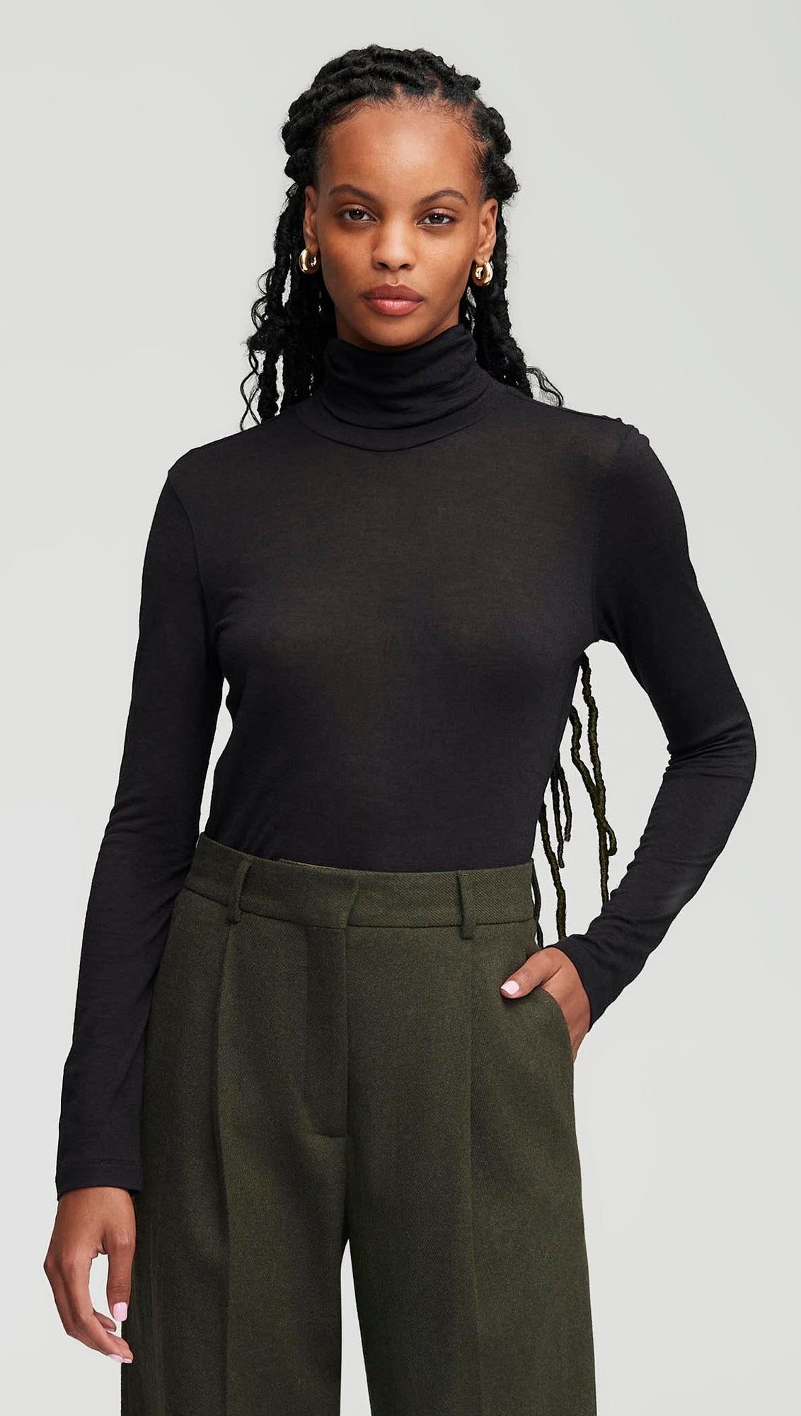 Skinny Turtleneck in Merino Silk Jersey | Black