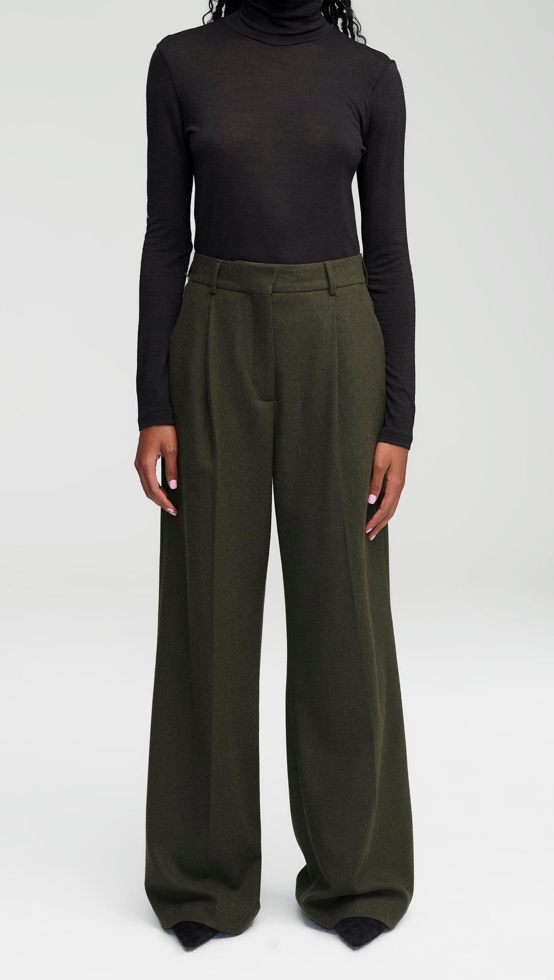 Single Pleat Trouser in Wool Twill | Hunter