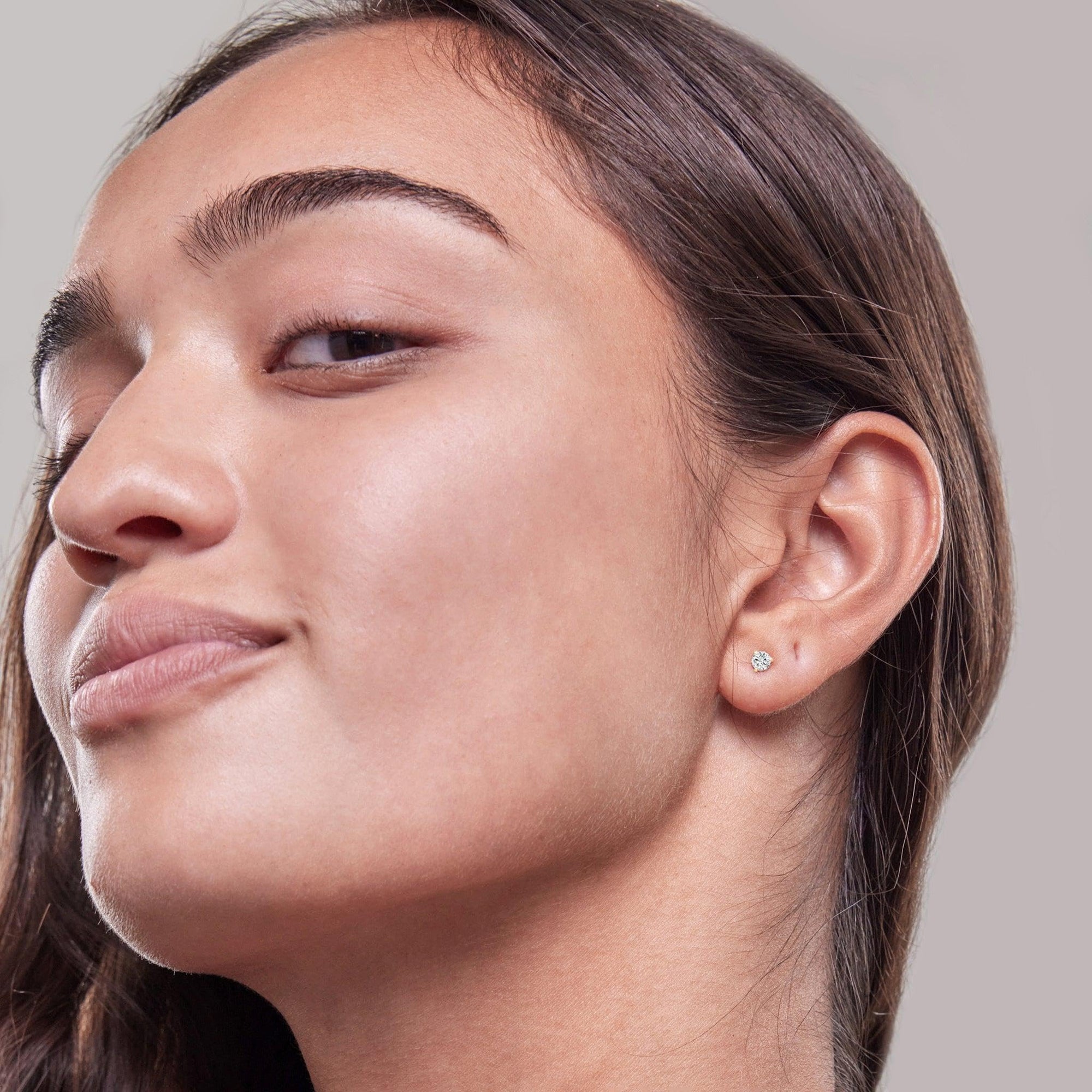 Womens | 0.25 CT Round Cut Lab Grown Accent Diamond | Stud Earrings - II | 14K Yellow Gold Plated Silver | G-SI