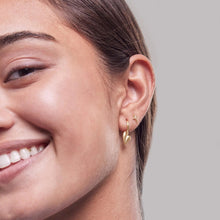 Womens | 0.03 CT Round Cut Lab Grown Accent Diamond | Cross Stud Earrings | 14K Yellow Gold Plated Silver | G-SI