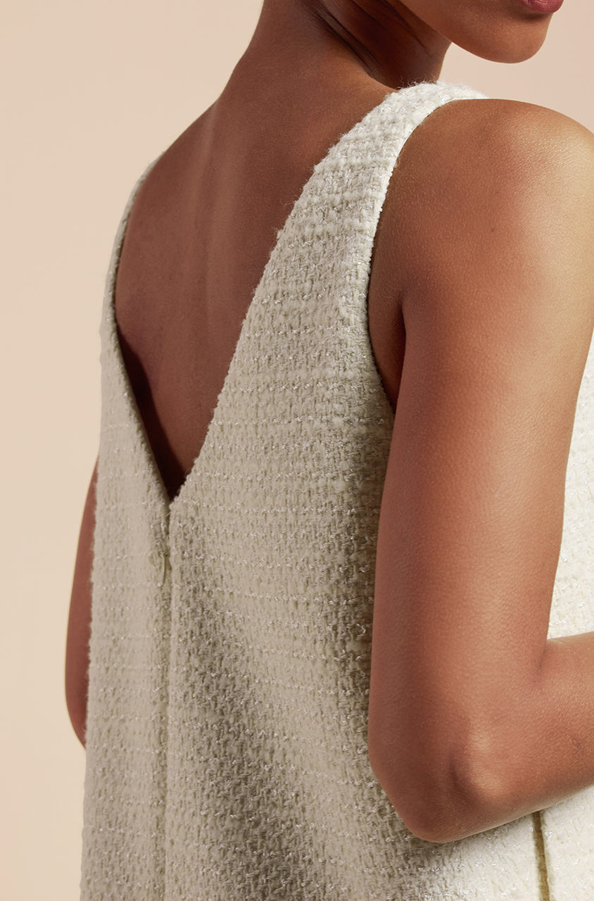 Winter Tweed Shift Dress | Cream