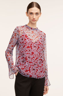 Vera Fleur Mock Neck Shell Blouse | Vera Fleur Cherry Combo