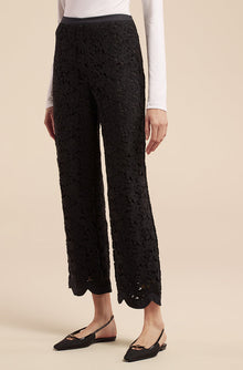 Lace Scalloped Edge Pant | Black