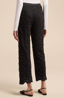 Lace Scalloped Edge Pant | Black