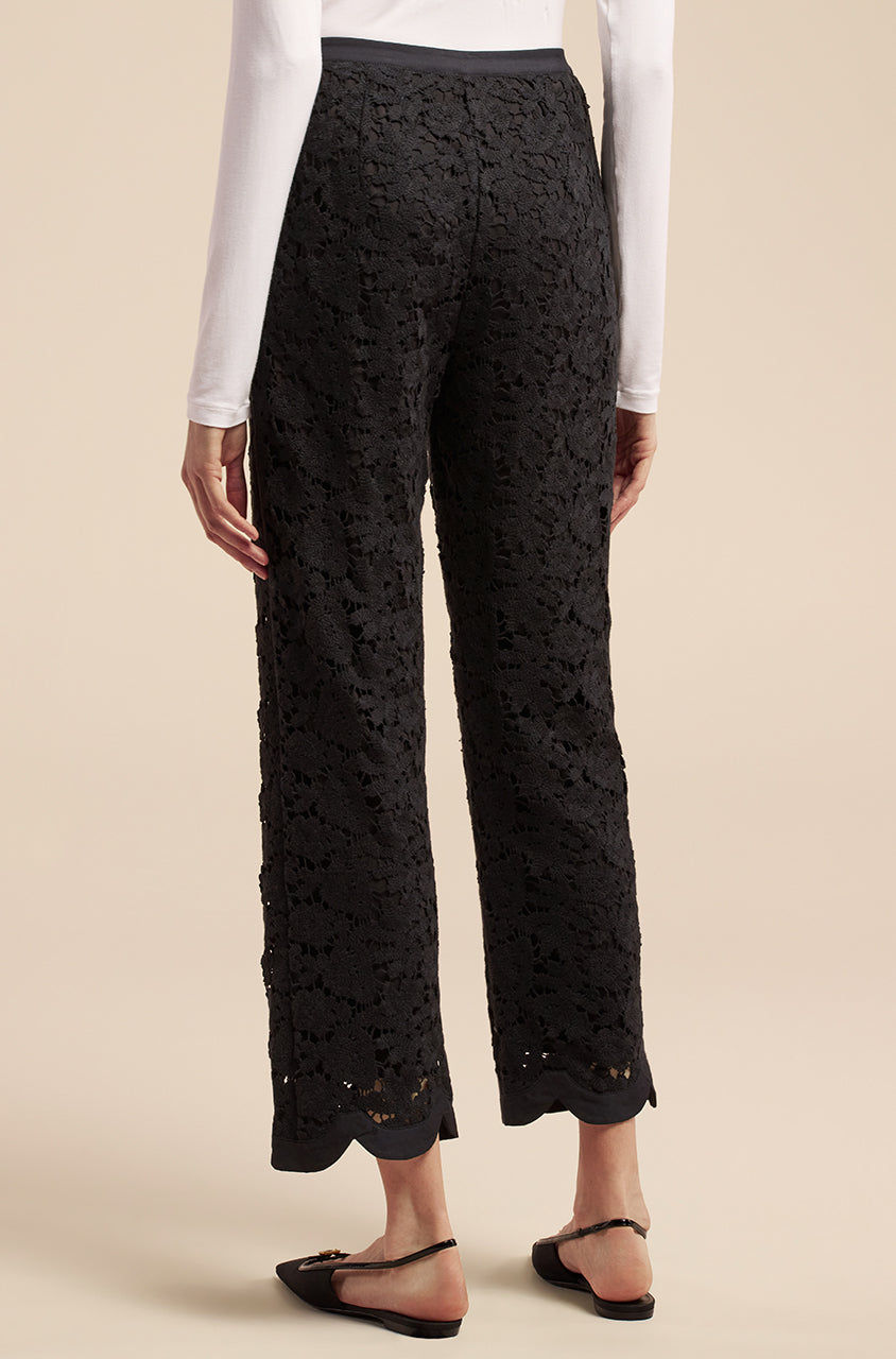 Lace Scalloped Edge Pant | Black