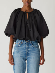 Techy Sateen Bubble Top | Black