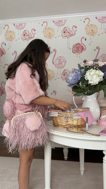 Unisex | Heart Faux Fur Pom Handbag Charm | Pink