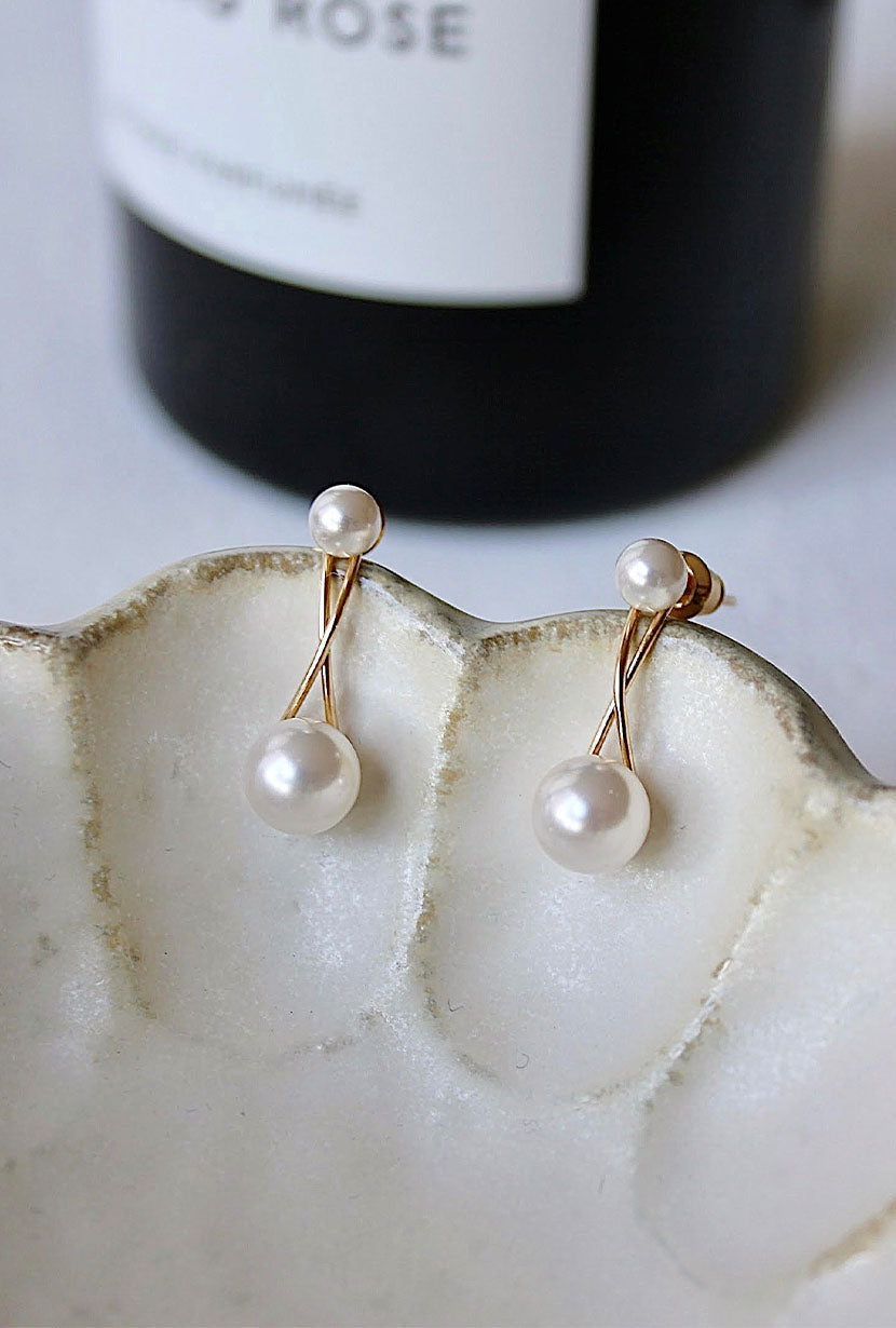 Entwine Double Pearl Earrings | 14K Gold-Plated on Brass