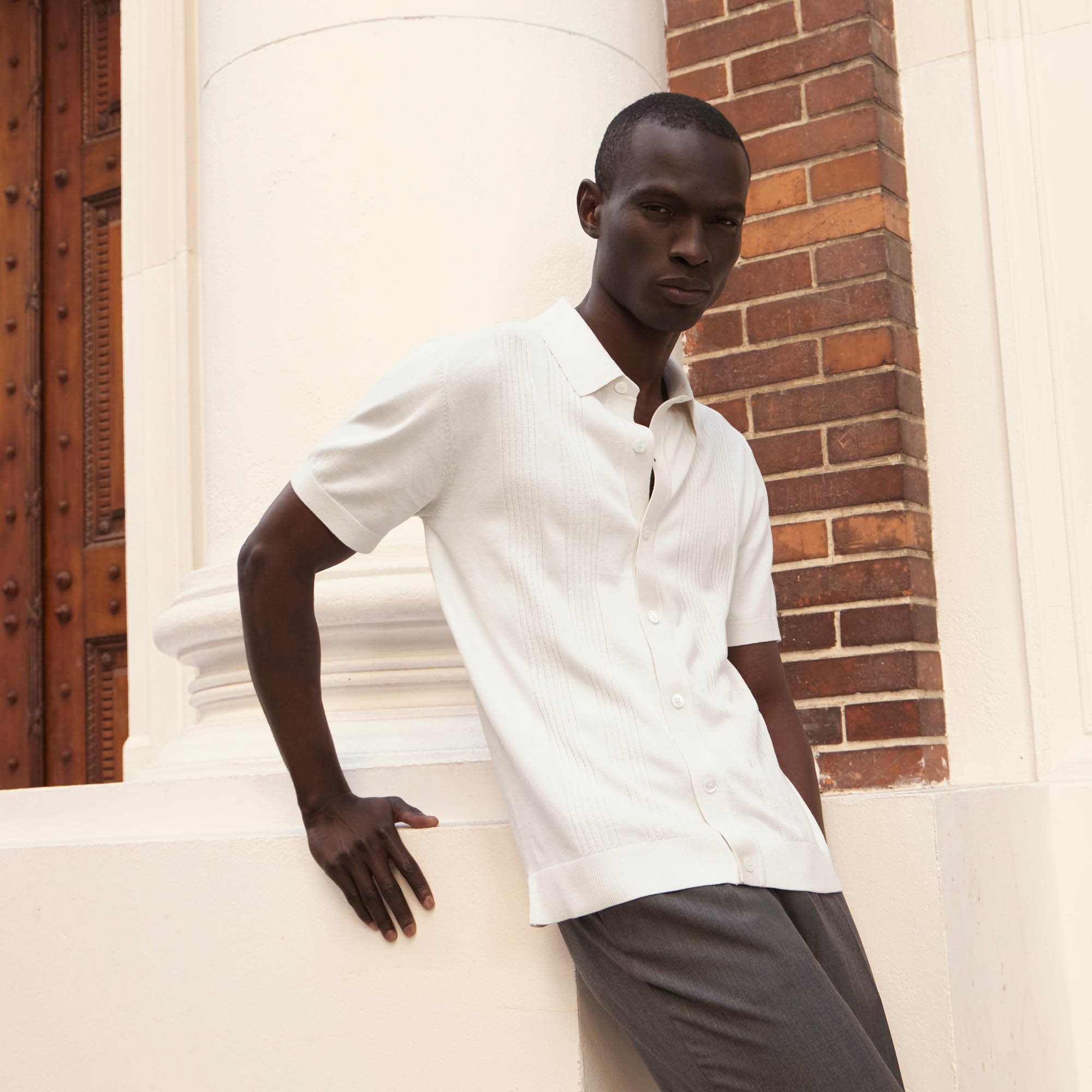 Mens | Pierre Featherlight Button Down | Ecru