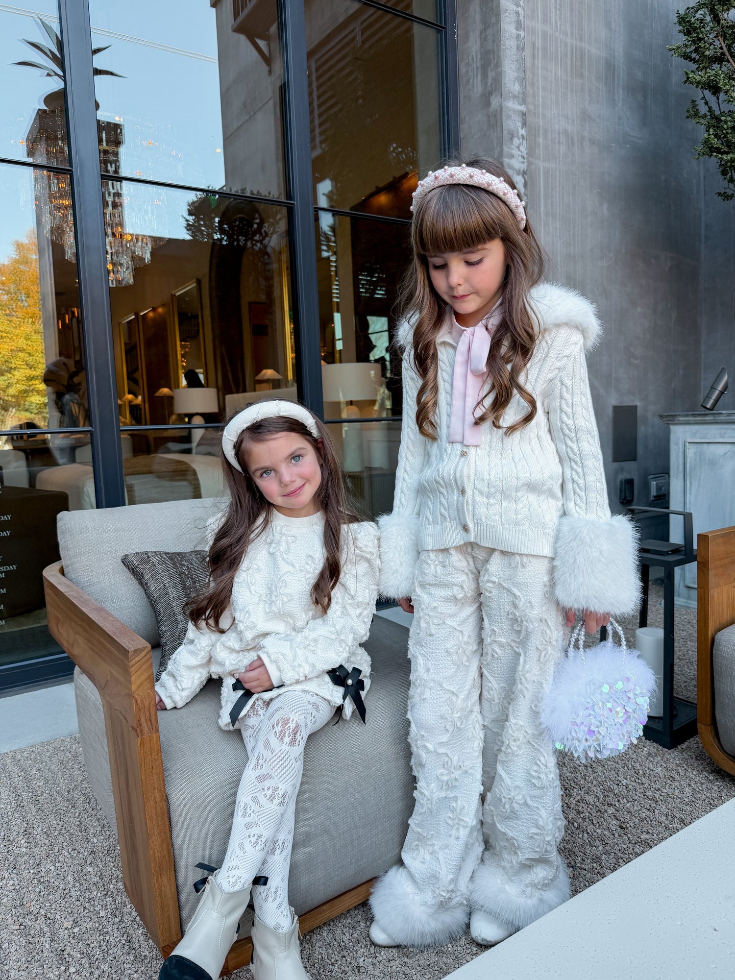 Girl | Ava Flower Wide Leg Pants | Ivory