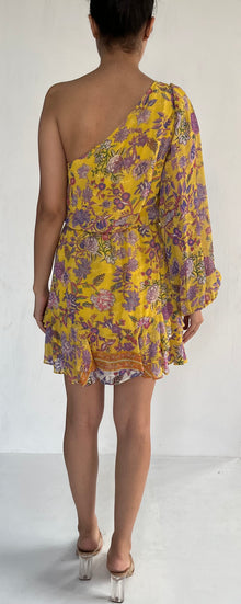 Hemant & Nandita | Schifli One Shoulder Dress | Yellow