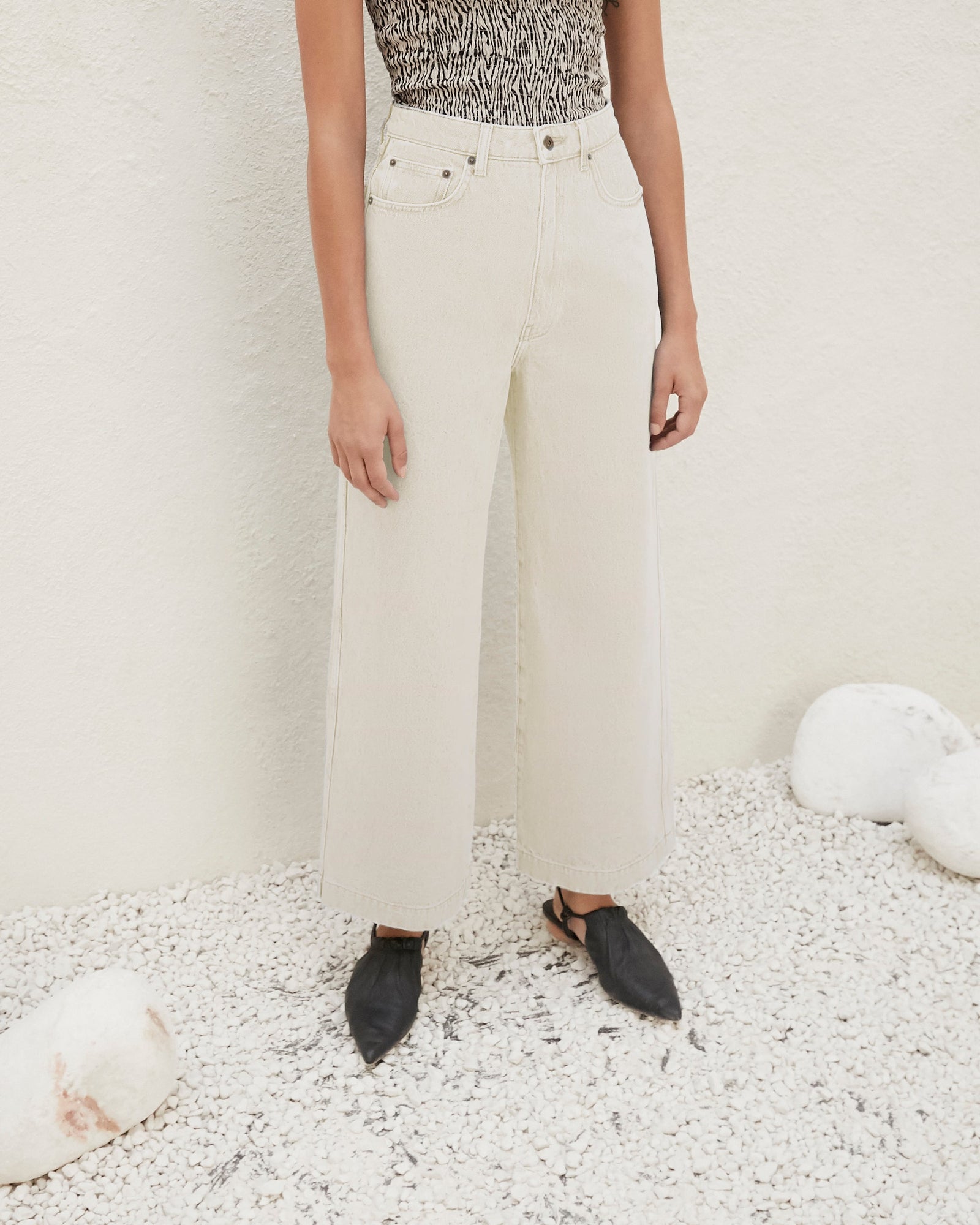 Ramos Wide Leg Jeans | Creme