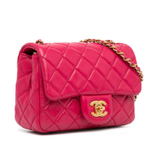 Chanel | Pre-Owned Mini Square Classic Lambskin Pearl Crush Single Flap | Pink/Dark Pink
