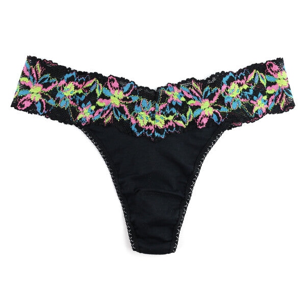 Cotton Original Rise Thong | Black-Multi