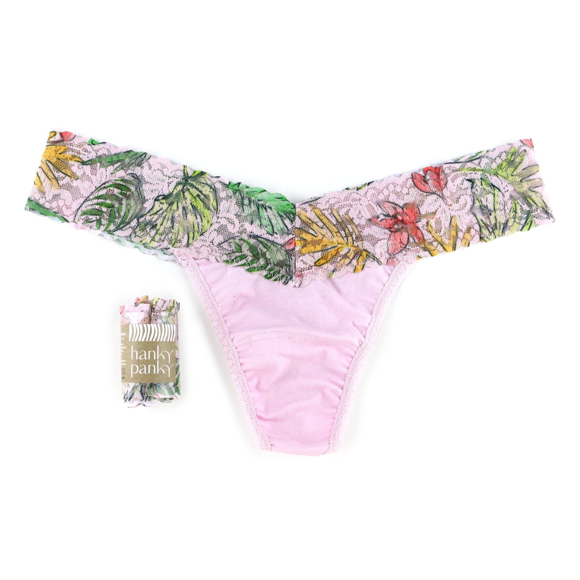 Cotton Low Rise Thong | Island Pink/Lovely Leaves