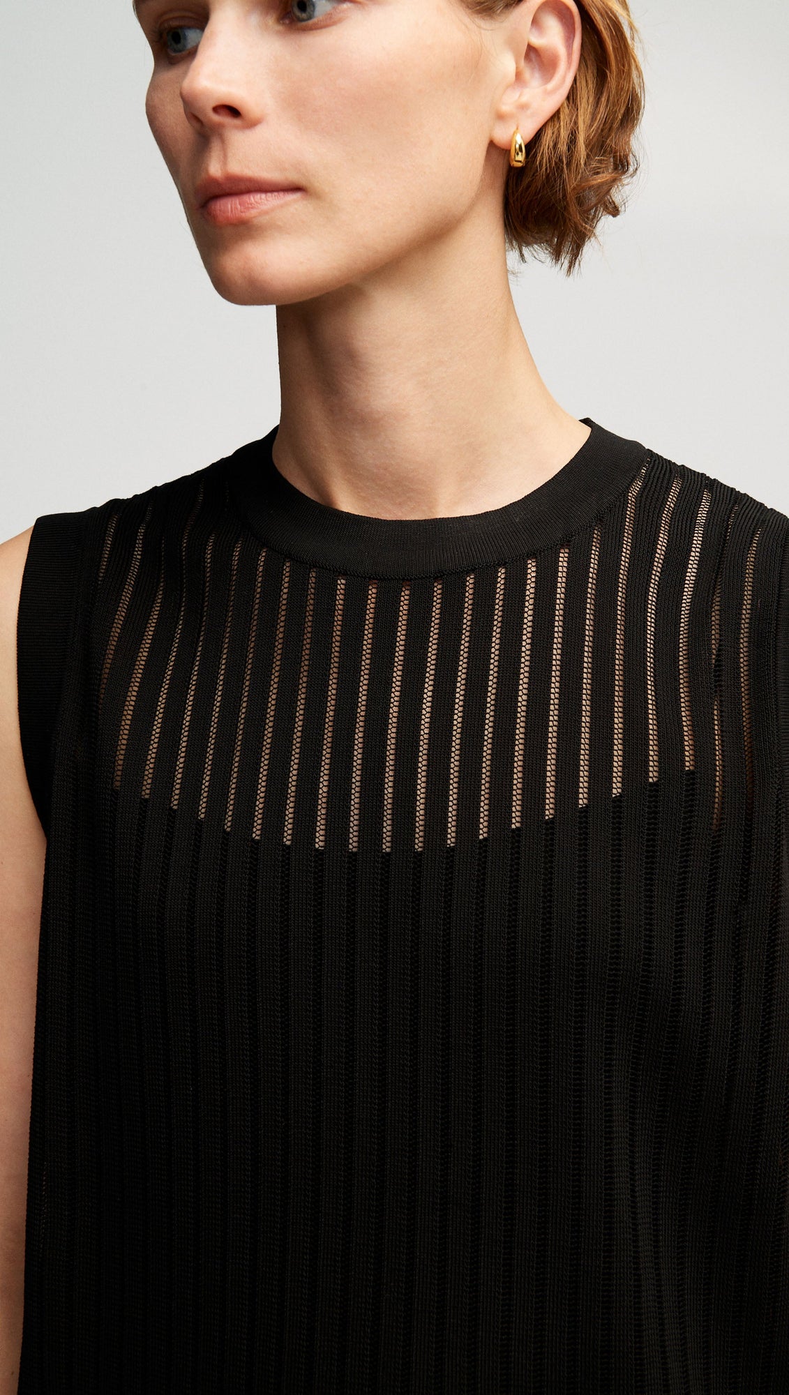 Sleeveless Stretch Crew in Mercerized Cotton | Black