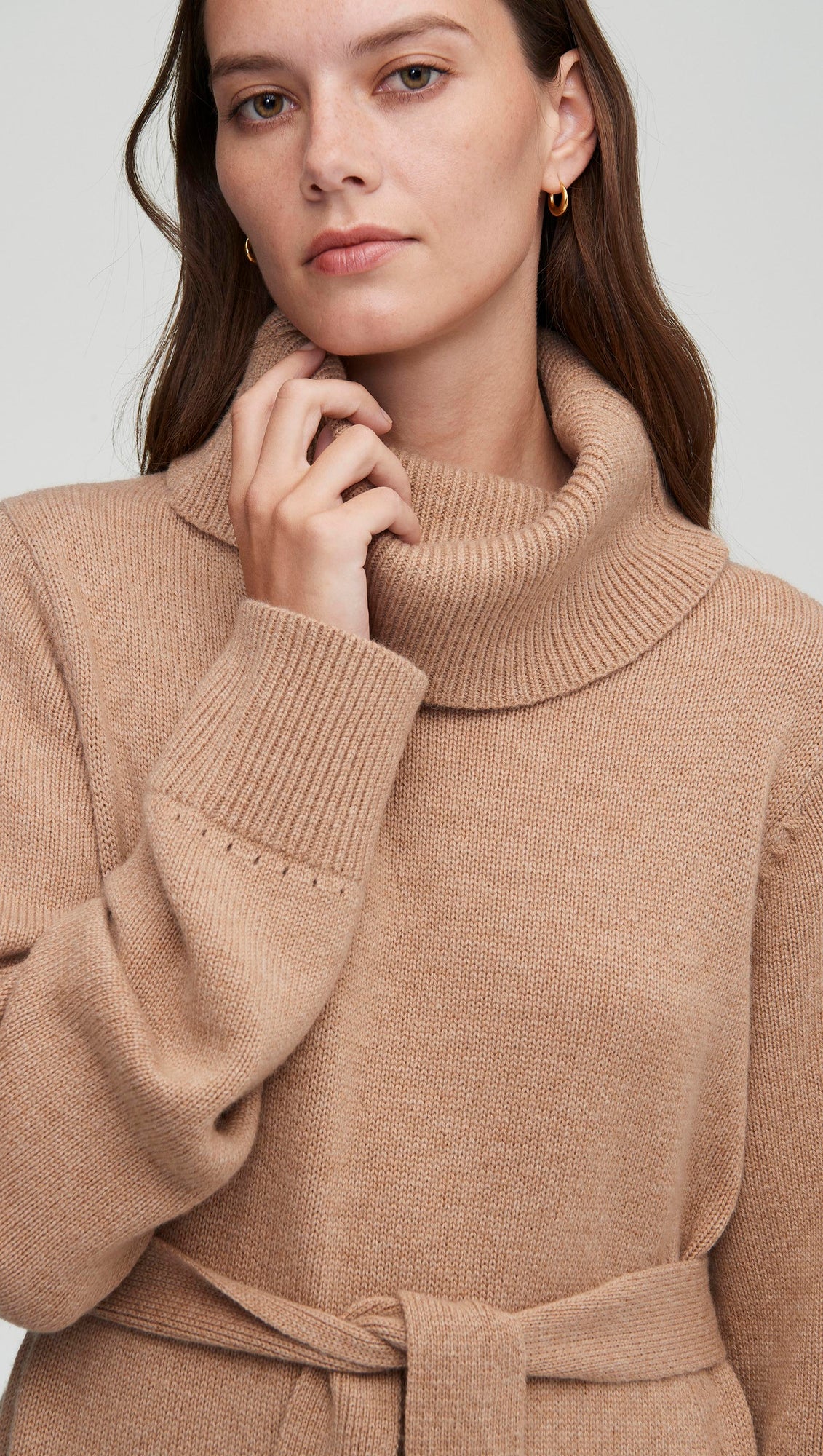 Turtleneck Dress in Wool-Cashmere | Camel