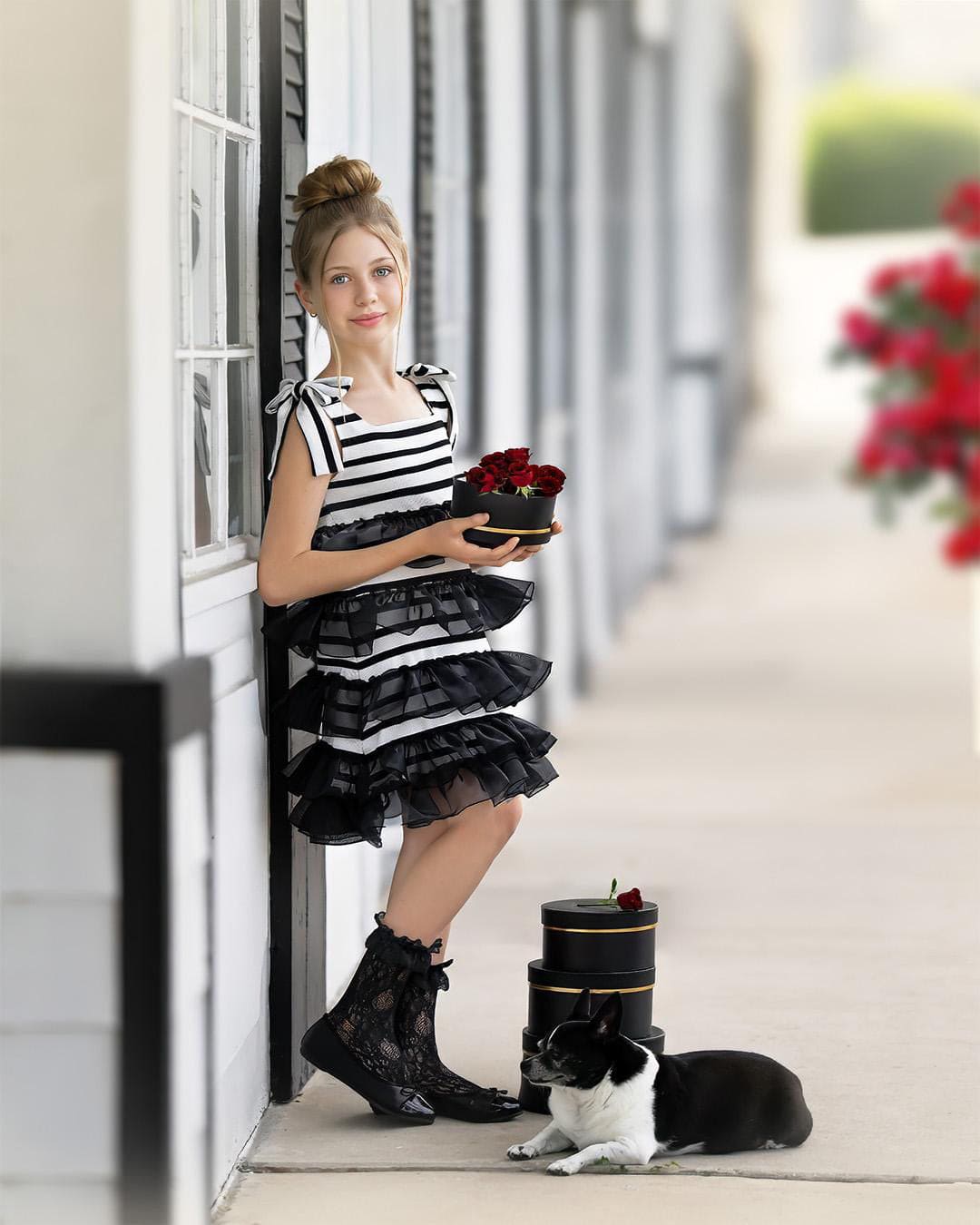 Baby Girls | Monaco and Striped Dress | Black & White