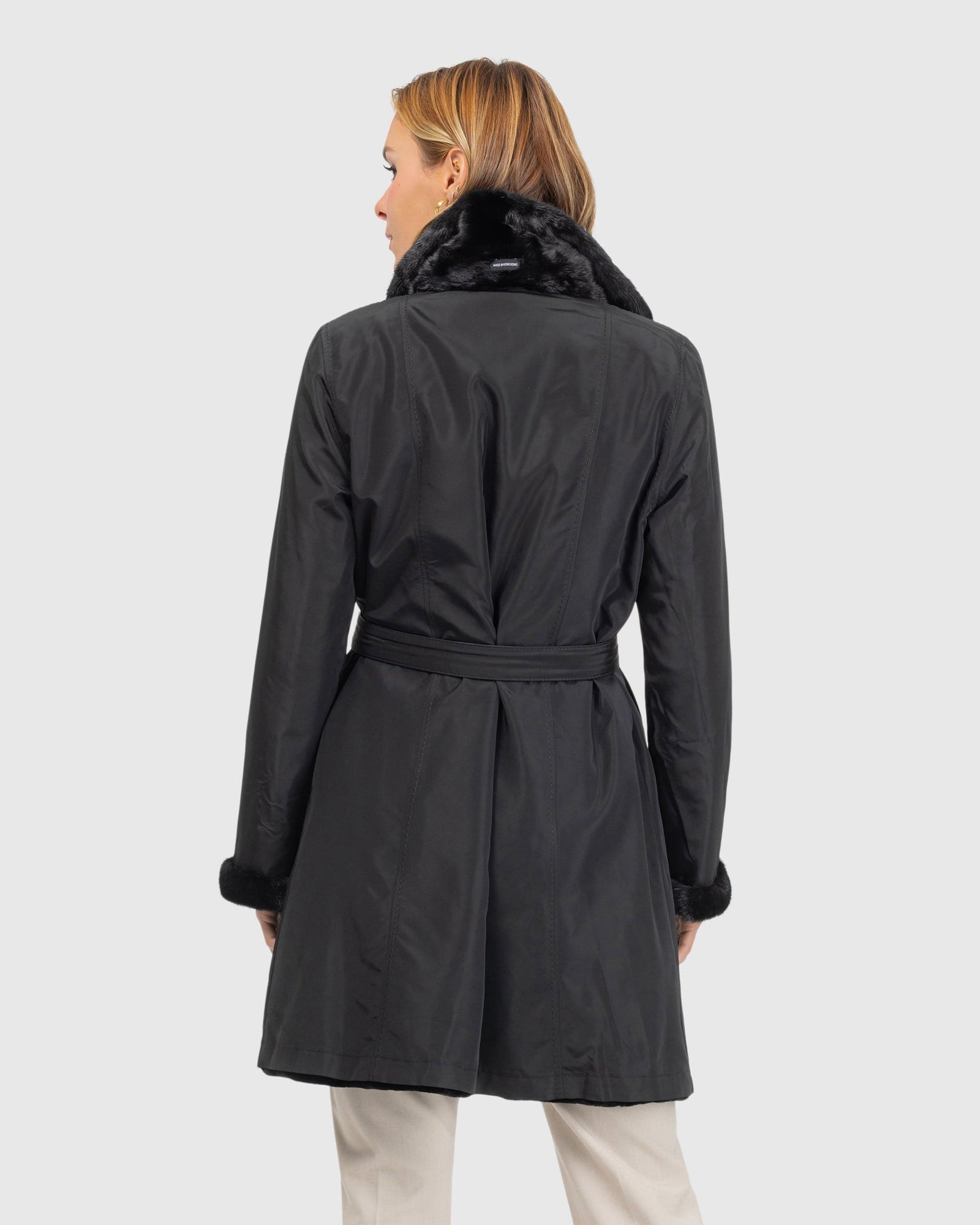 Sheared Mink Reversible Short Coat | Black