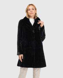 Sheared Mink Reversible Short Coat | Black