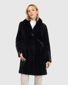Sheared Mink Reversible Short Coat | Black