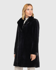 Sheared Mink Reversible Short Coat | Black