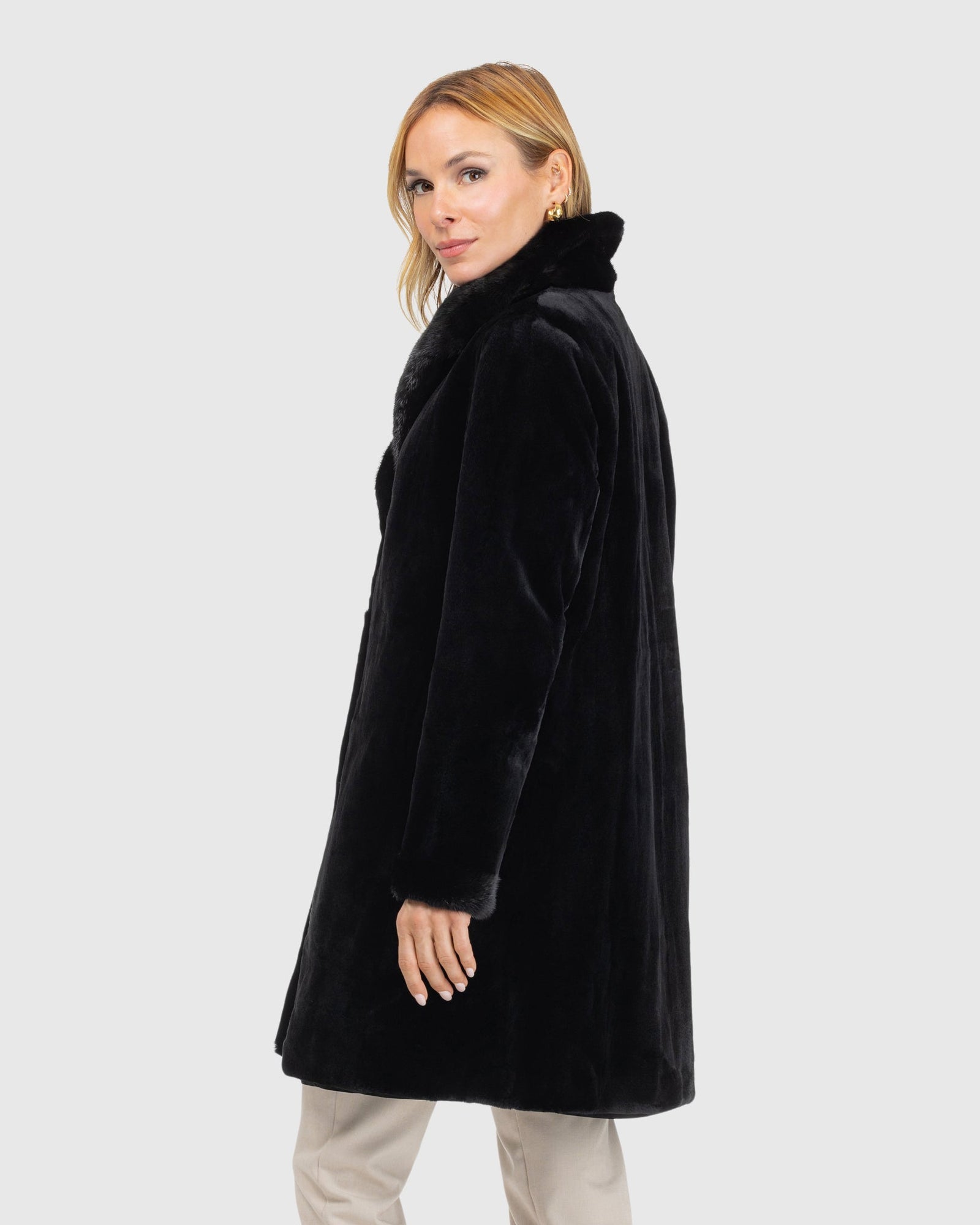 Sheared Mink Reversible Short Coat | Black