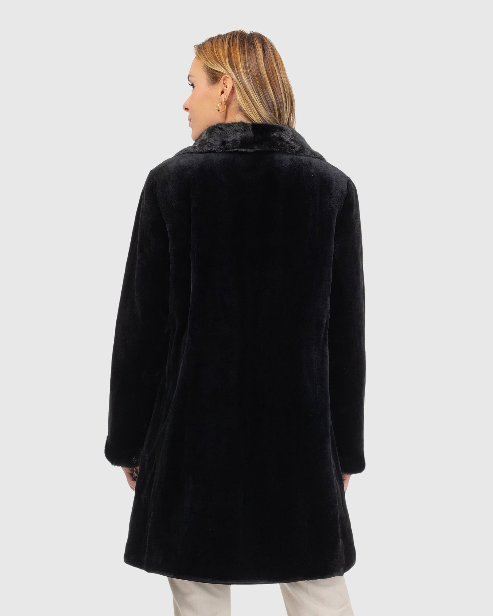 Sheared Mink Reversible Short Coat | Black
