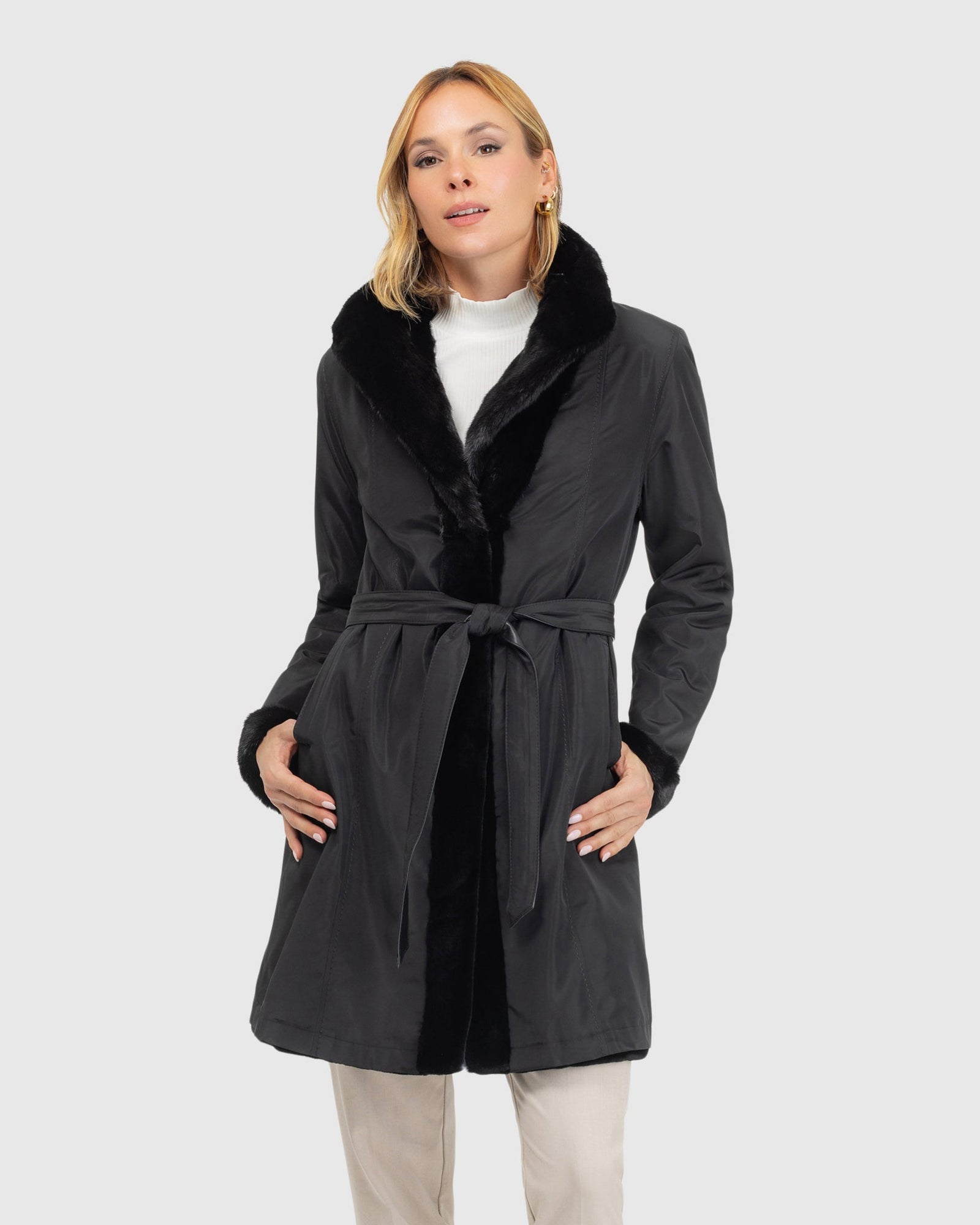 Sheared Mink Reversible Short Coat | Black