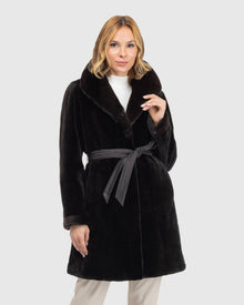 Sheared Mink Reversible Short Coat | Dark Brown