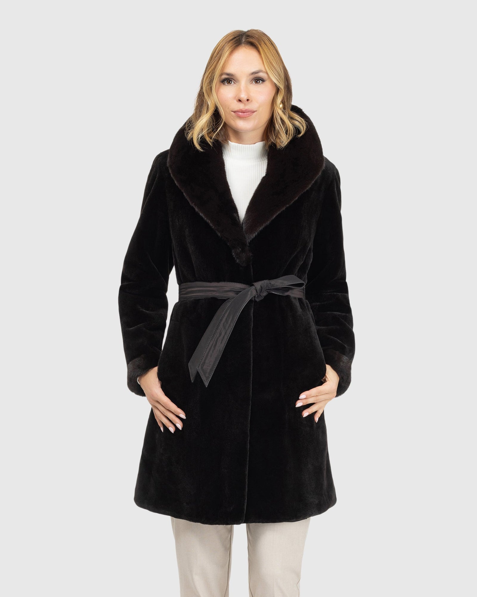 Sheared Mink Reversible Short Coat | Dark Brown