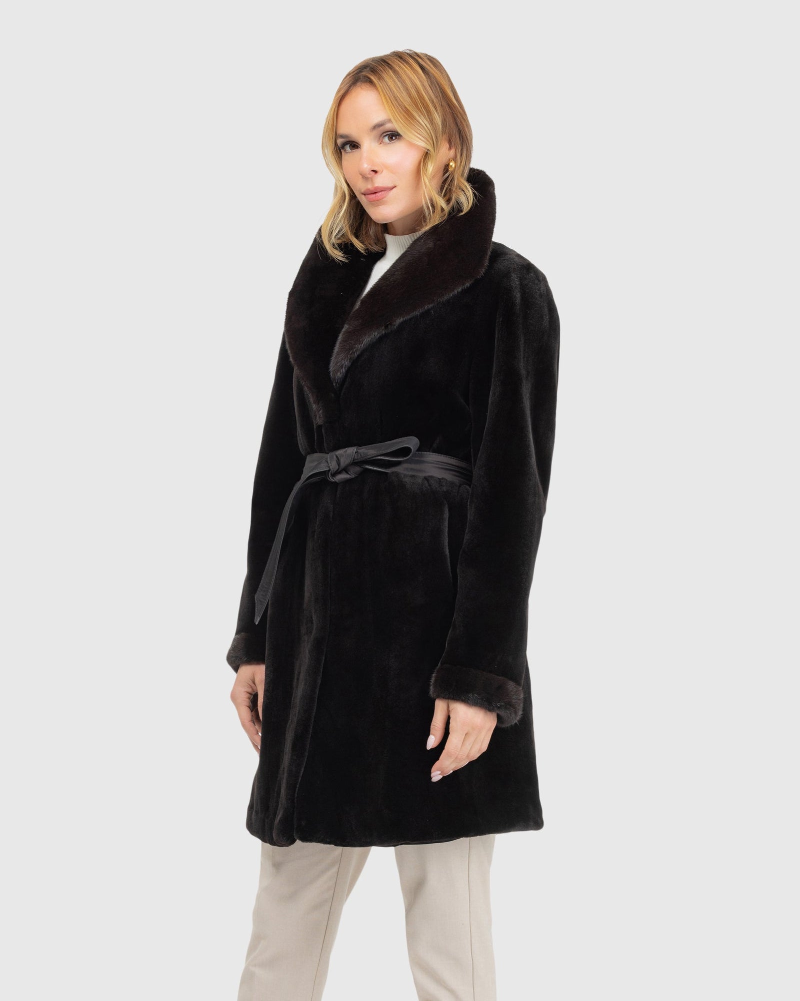 Sheared Mink Reversible Short Coat | Dark Brown