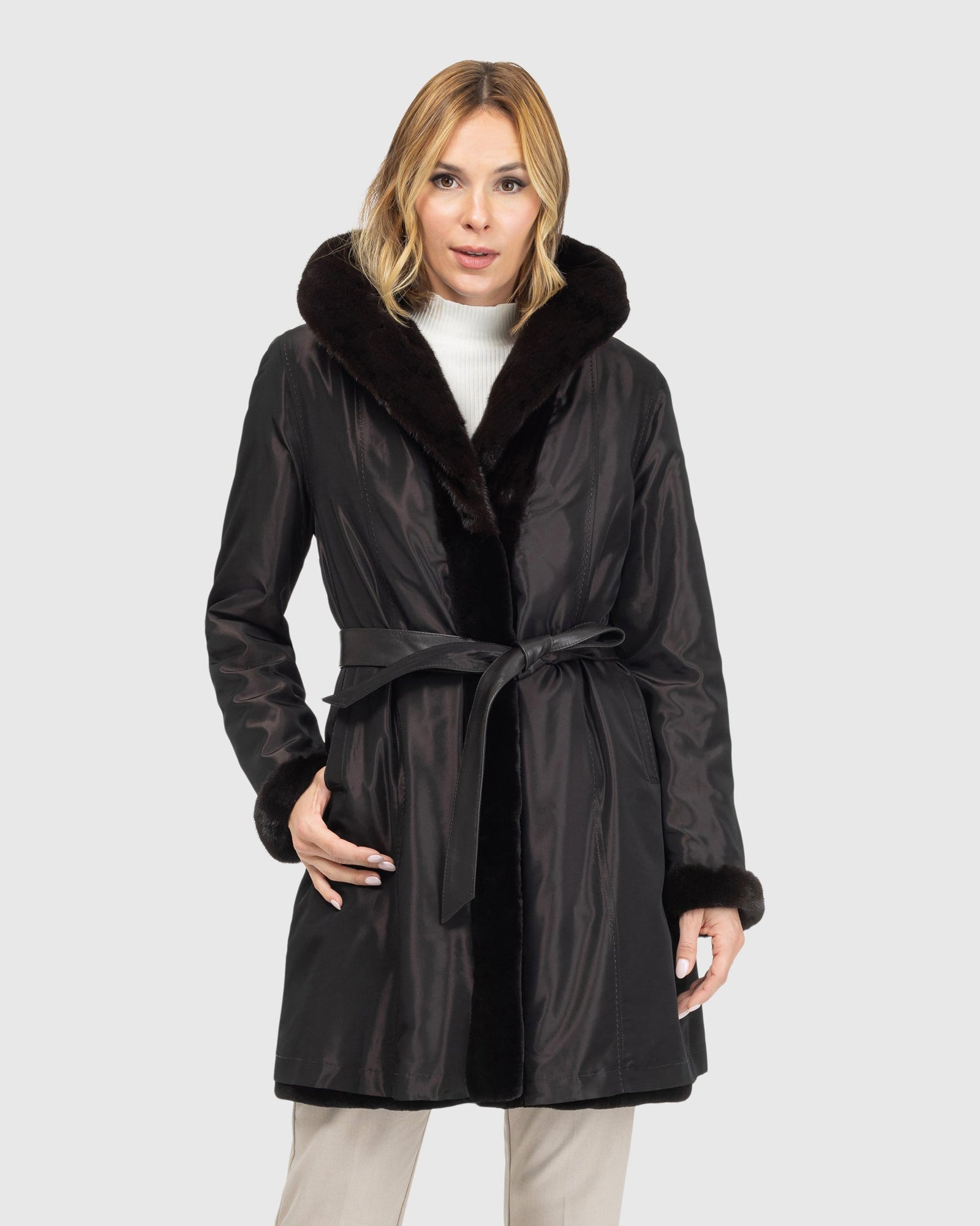 Sheared Mink Reversible Short Coat | Dark Brown