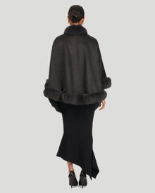 Cashmere Capelet With Fox Trim | Anthracite