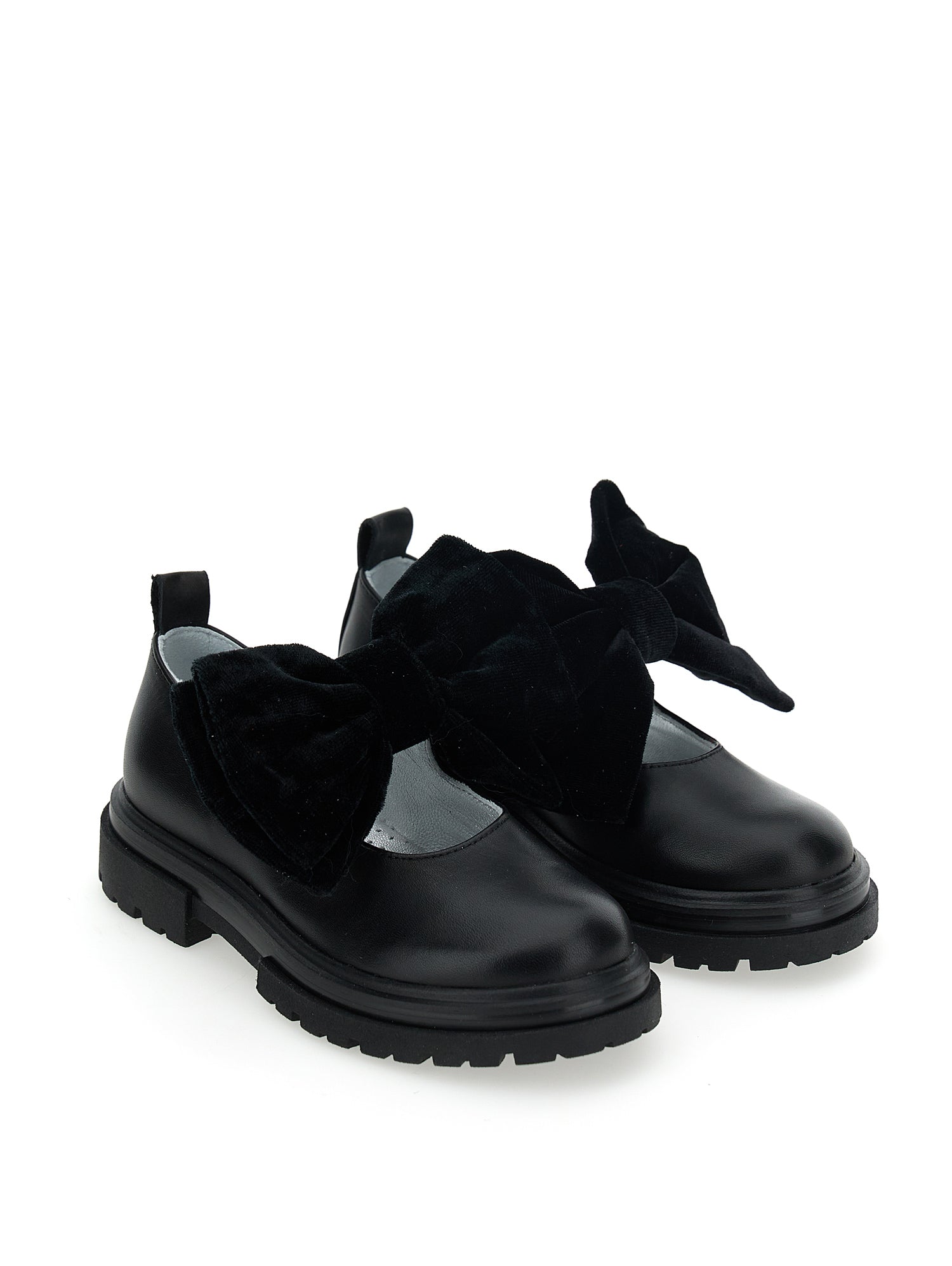 Girls | Nappa Ballet Flats With Maxi Bow | Black