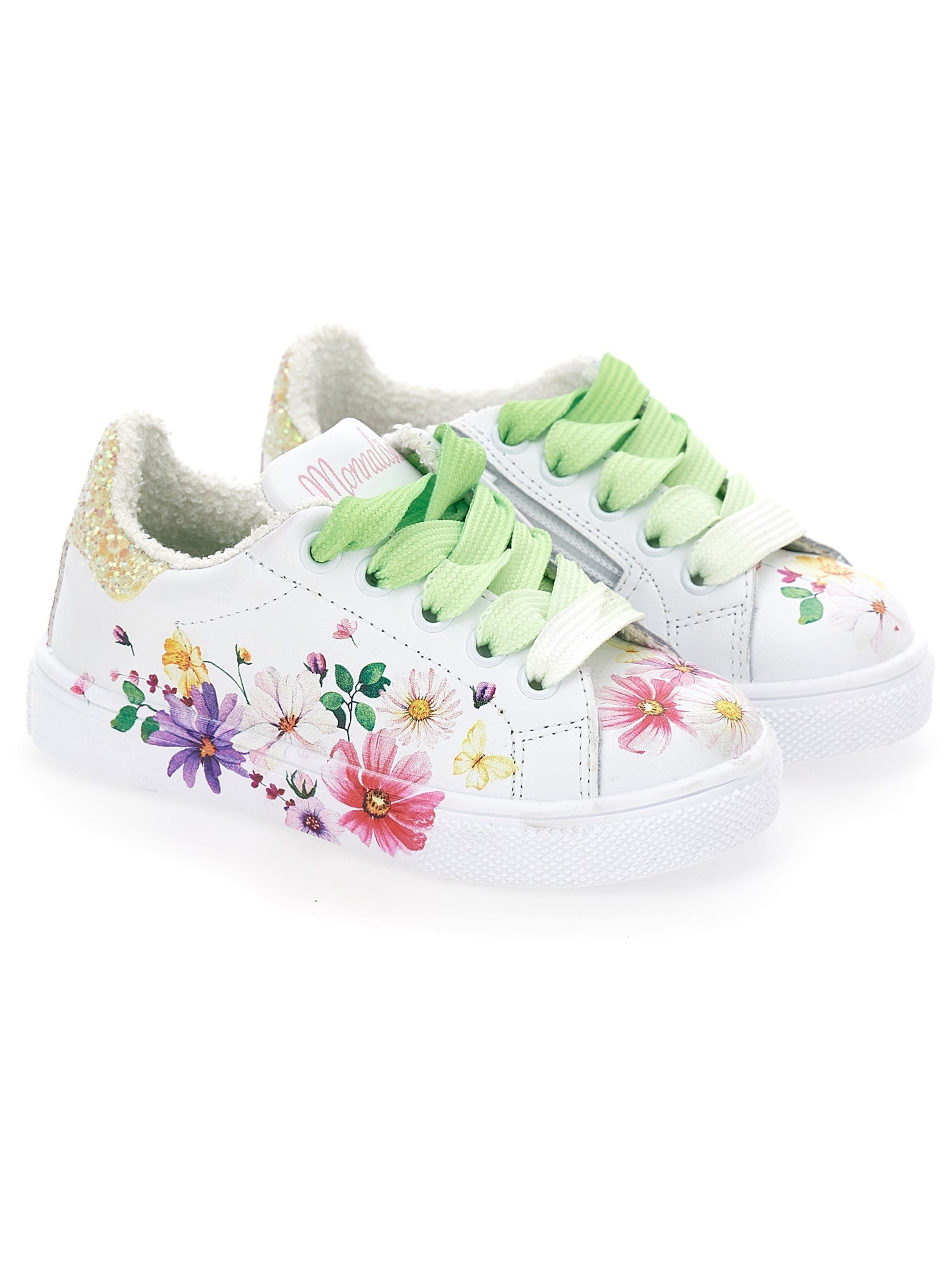 Girls | Bicast Sneakers With Flower Print | White/Multicolor